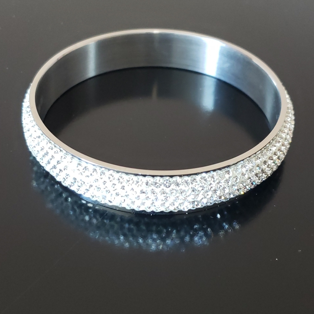 Laura Stainless Steel Rhinestone Bangle